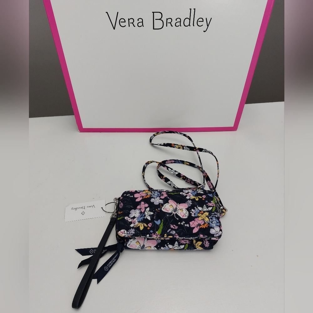 All In One Crossbody Wallet Bloom Boom Navy NWT